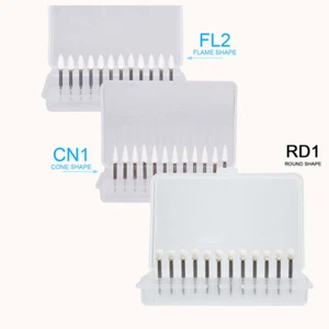 Dental White Stone Porcelain Resin Handpiece Polishing Burs FG Cone/Flame/Round - Picture 1 of 25