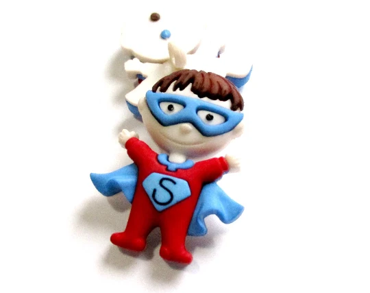 Knopf Kunststoff Super Boy Kinderknopf 34 mm Öse nähen stricken Handarbeit  - Bild 1 von 1