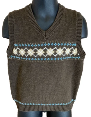 Janie & Jack Boys Sweater Vest Size 4 Toddler Dress Brown Pullover top - Image 1 of 4