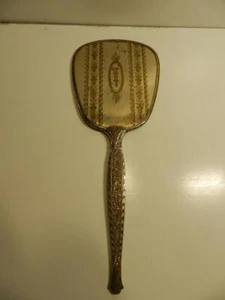 ANTIGUO ESPEJO DE MANO ACABADO EN ORO 24K PATRÓN FLORAL MANGO TALLA-13,5" DE LARGO - Imagen 1 de 8