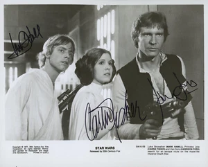 CARRIE FISHER HARRISON FORD MARK HAMILL Signed Photograph Star Wars - preprint - Picture 1 of 1