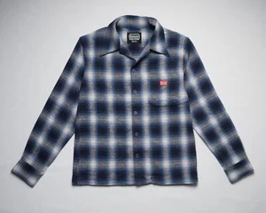 Samurai Jeans 325 $ ombre offener Kragen kariert blau Flanell fällt klein aus SWCOB22 XL - Bild 1 von 7