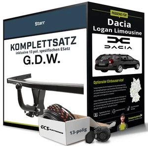 Für DACIA Logan Limousine II Anhängerkupplung starr +eSatz 13pol 10.2012-12.2016 - Bild 1 von 5
