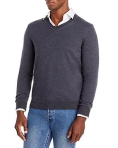 The Men's Store V-Neck Merino Wool Sweater Medium Grey Size M 1918 - Picture 1 of 1
