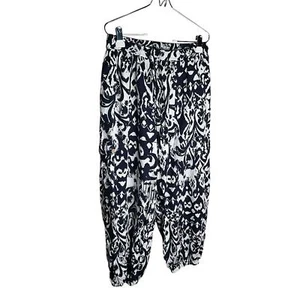 Rachel Roy Ankle Pants Pull On Pleated Pockets Printed Black Womens Large NWT - Picture 1 of 2