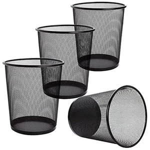 Schwarze Metallabfalleimer im 4er Set - Mülltrennung für Küche und Büro - Bild 1 von 2