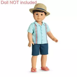 New American Girl Boy Sun and Fun Outfit~Shorts~Sandals~Sun Hat~Beach Clothes - Picture 1 of 3