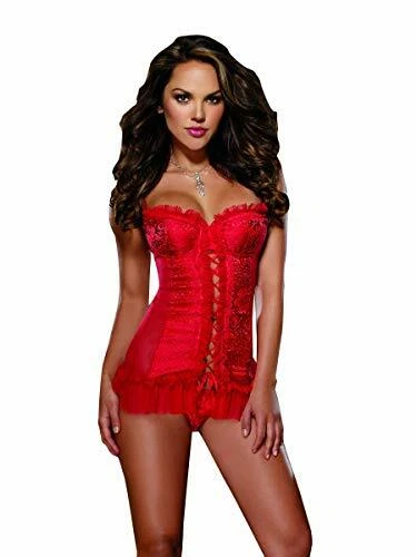 Dreamgirl Touch of Elegance Rojo Chemise y Tanga 7923 Set - Grande (Reino Unido 14-16) Foto 1 de 1