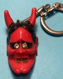 Japanese Red Demon Devil Resin Keychain Charm Gumball Horns Rhinestone Eyes - Picture 1 of 3