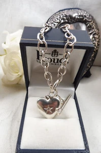 Lovely Vintage 925 Sterling Silver & Diamond Heart Shaped Bracelet T-Bar Clasp - Picture 1 of 15