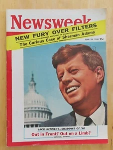 Newsweek JOHN F KENNEDY ""Shadows of '60" 23. Juni 1958 Magazin KEIN Etikett - Bild 1 von 1