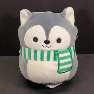 Squishmallows Gris Husky Verde Bufanda 5" Peluche Animal Abeja Feliz Kellytoy - Imagen 1 de 7