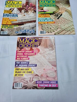 Three Vtg. 1989 Magic Crochet magazines Feb 58, April 59, June 60 - Pristine - Image 1 of 4