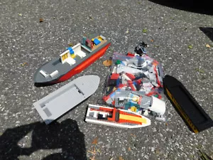 Big Lot 4610 LEGO Jack Stone Aqua Res-Q Boat Ship Blocks wheels figures 3.4 lbs - Picture 1 of 8