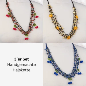 3´er Set - handgemachte Halskette mit Häkelspitze Vintage Kette Spitze Sommerket - Picture 1 of 7