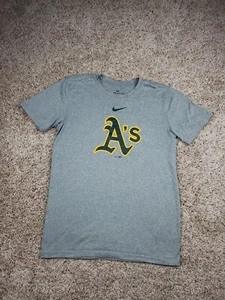 Oakland Athletics T Shirt Small Mens Gray Nike Dri-fit Short Sleeve Crew Neck - Picture 1 of 11
