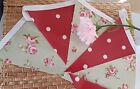 3m green Rose  red clarke oilcloth 8 x 6 inch flags bunting 