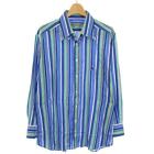 Etro Shirt Striped Button Down Long Sleeve 42 Xs Blue Green /Tk Men's
