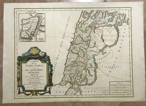 TERRA SANTA 1828 DELISLE / DEZAUCHE MOLTO GRANDE BELLA ANTICA MAPPA INCISA - Foto 1 di 9