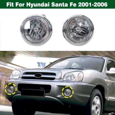 Par de luces antiniebla transparentes para parachoques delantero para HYUNDAI SANTA FE 2001-2006 Foto 1 de 4