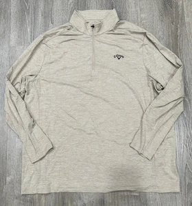 Callaway Sweater Mens 3XLT Sand Beige Quarter Zip Golf Pullover Soft Sweatshirt - Picture 1 of 12