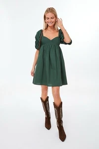 Hyacinth House by Tuckernuck Emerald Green Puff Sleeve Sasha Mini Dress Medium - Picture 1 of 12