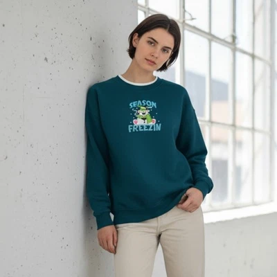 MC Sportswear Teal Polar Bear Season For Freezin Crewneck Sweatshirt Medium - Image 1 of 4