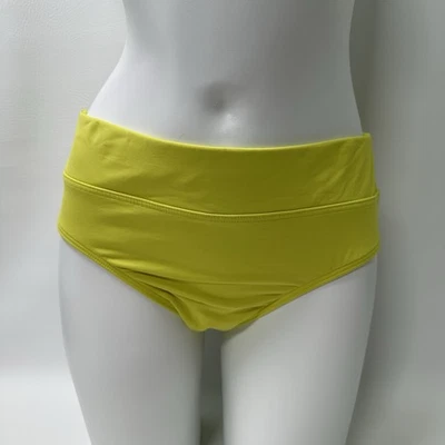 LANDS END High Waist Bikini Swim Bottoms Size 10 Neon Sunlight Lime Yellow - Image 1 of 4