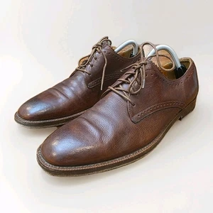 Martin Dingman Mens 10 Italy Lace Up Oxford Dark Brown Leather Shoes - Picture 1 of 13