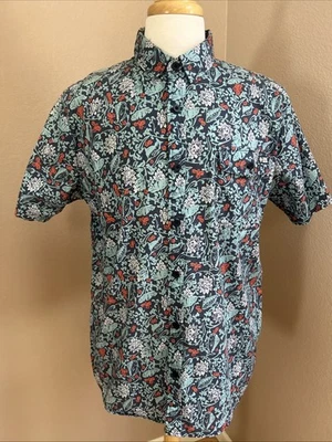 Salty Crew Button Up Shirt Mens L Blue Cotton Floral Print Short Sleeve Collared - Image 1 of 4