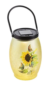 Romantische Solar-Glasleuchte "Sonnenblume" warmweißem LED-Licht 19 cm - Bild 1 von 1