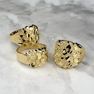 10k & 14k Gold Classic Nugget Oval Ring - Picture 1 of 8
