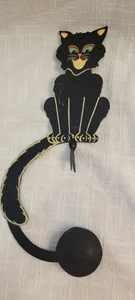 Halloween Kinetic Pendulum Balancing Black Cat Moving Eyes Handcrafted 16" High - Picture 1 of 7