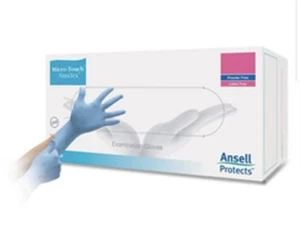 Ansell Micro-Touch Nitrile Exam Gloves, Non-Sterile, Small, Blue,100pack. - Picture 1 of 2