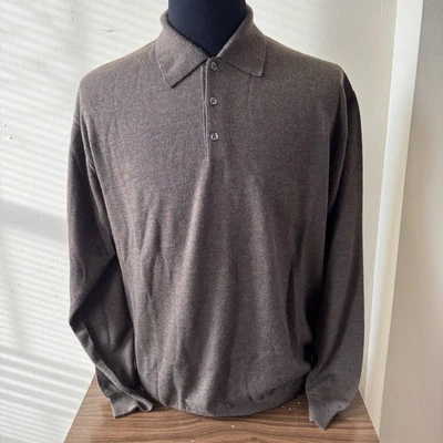 Suéter Marrón Ligero Pronto-Uomo Para Hombres Talla XL 100% Lana Merino Extra Fina Foto 1 de 4