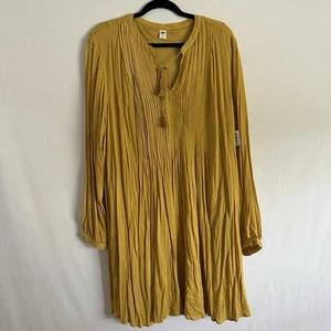 Old Navy Damen Gr. XL Biesen Krepp Swing Kleid in Golden Opportunity - Bild 1 von 15
