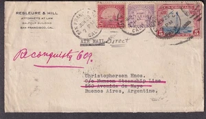 1929 75c air mail cover San Francisco to Buenos Aires Argentina via Cristobal CZ - Picture 1 of 2