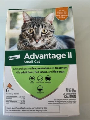 Prevención y tratamiento de pulgas Advantage II para gatos pequeños - 5-9 libras  Pack de 6. Foto 1 de 4