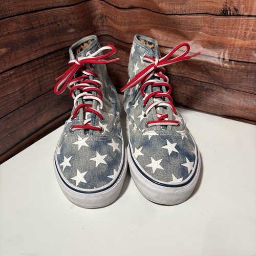 Sneakers Vans Authentic Hi Washed Denim Stars blu leopardato RARE US W 10 M 8 5