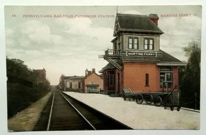 Vintage Martins Ferry Ohio Pennsylvania Eisenbahn Passagierbahnhof Postkarte - Bild 1 von 2