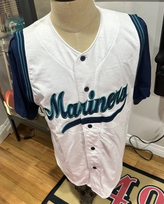 Vintage Starter Seattle Mariners Ken Griffey Jr Script Baseball Jersey  Men’s L - Image 1 of 4