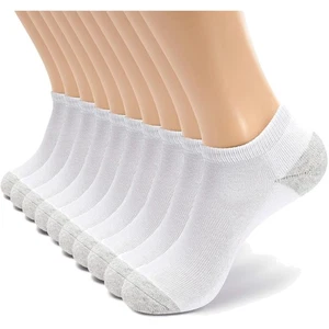 Men's/Women's Cotton Cushion Low Cut Ankle Socks - 4-10 Pairs in White - Picture 1 of 9
