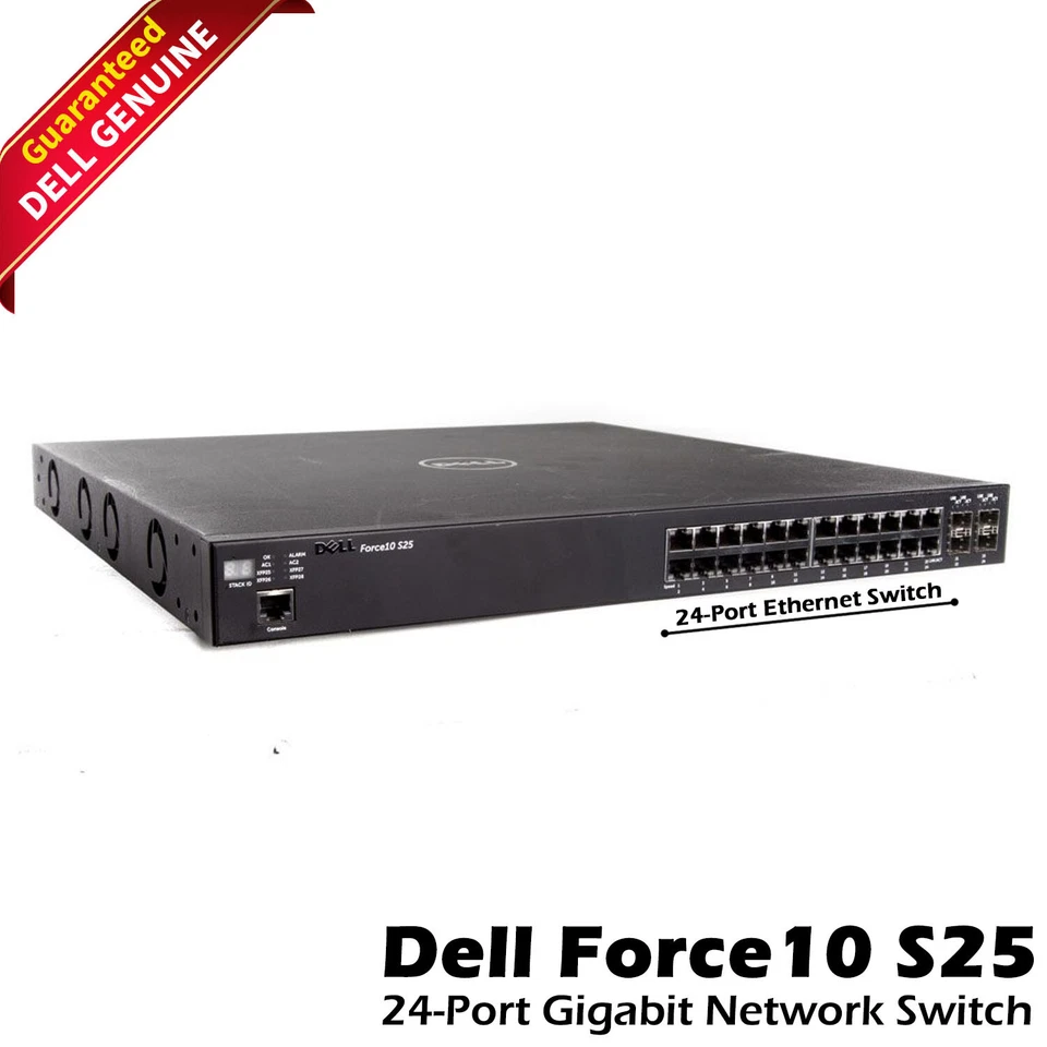 Dell Force 10 S25-01-GE-24P-DC-2 24-Port Ethernet Gigabit network Switch 0HJJP - Image 1 of 4