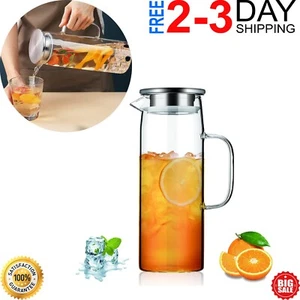 51oz Heat Resistant Glass Water Pitcher/Water Carafe with Infuser Pitcher Lid - Picture 1 of 8