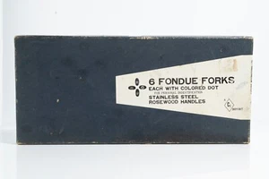 Vintage Fondue Fork Set of 6 Rosewood Stainless Steel Color Coded Imperial Co. - Picture 1 of 8