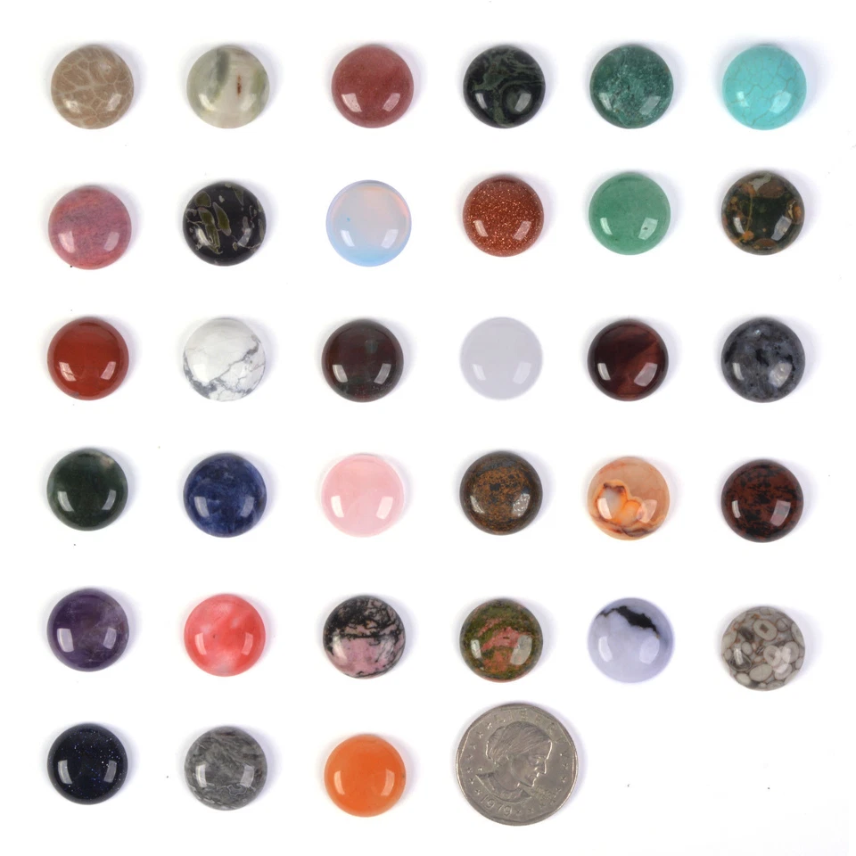 Wholesale 18mm Round cabochon CAB flatback semi-precious gemstone Save $ in bulk - Image 1 of 1