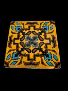 Talavera  6 x 6 in. Mexican Decorative Tiles  - Pack of 5 Turquoise Spanish - Picture 1 of 10