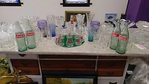 7 UP UPSIDE DOWN SODA GLASSES VINTAGE SET OF 8 SODA ADVERTISEMENT - Picture 1 of 1