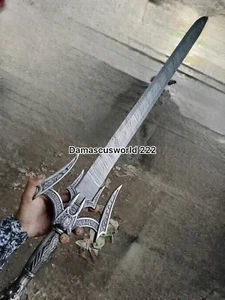 Echtes Damaststahl Schwert, Handarbeit scharf robust, Sammlerstück, - Bild 1 von 3