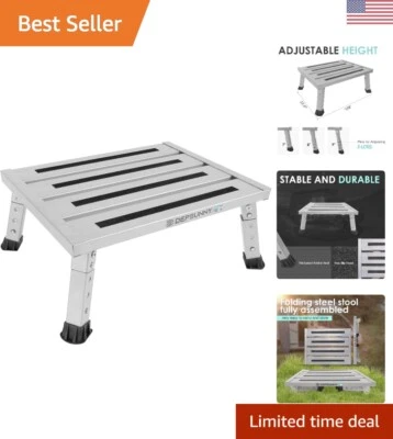 Adjustable Height Aluminum RV Step, Stable Foldable Platform Step Stool, Supp... - Image 1 of 4